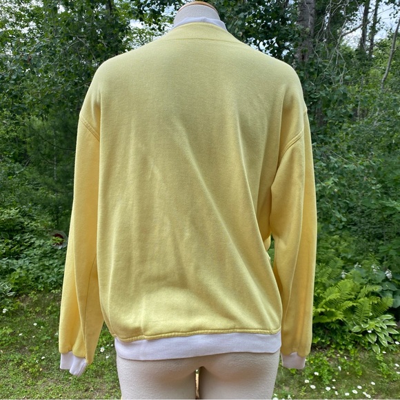 🍋Lemon yellow vintage fleece cardigan from 70s or 80s. - Picture 2 of 5